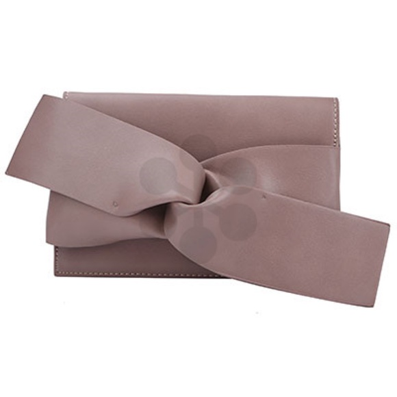 Oversized Tie Detail Leather Clutch - Picture 4 of 7